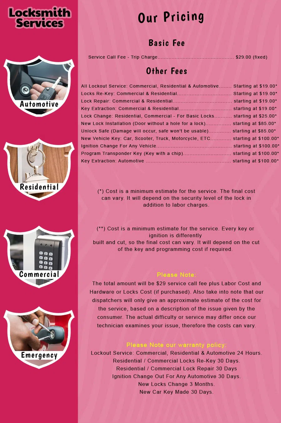 Closter NJ Locksmith Store Closter, NJ 201-654-0273 - price-list-c-18